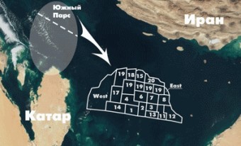 Расположение месторождения "Южный Парс"